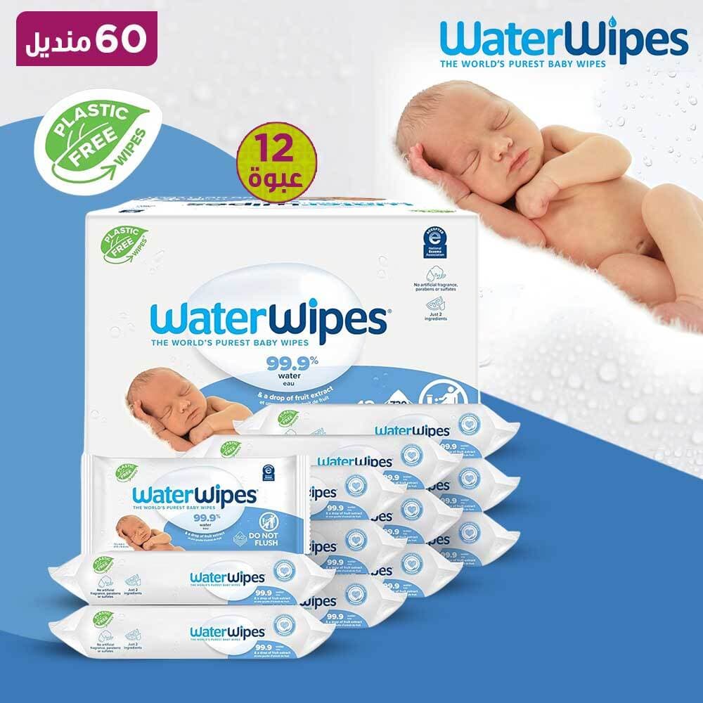 مناديل مبللة لبشرة الأطفال الحساسة 12 × 60 منديل من Water Wipes